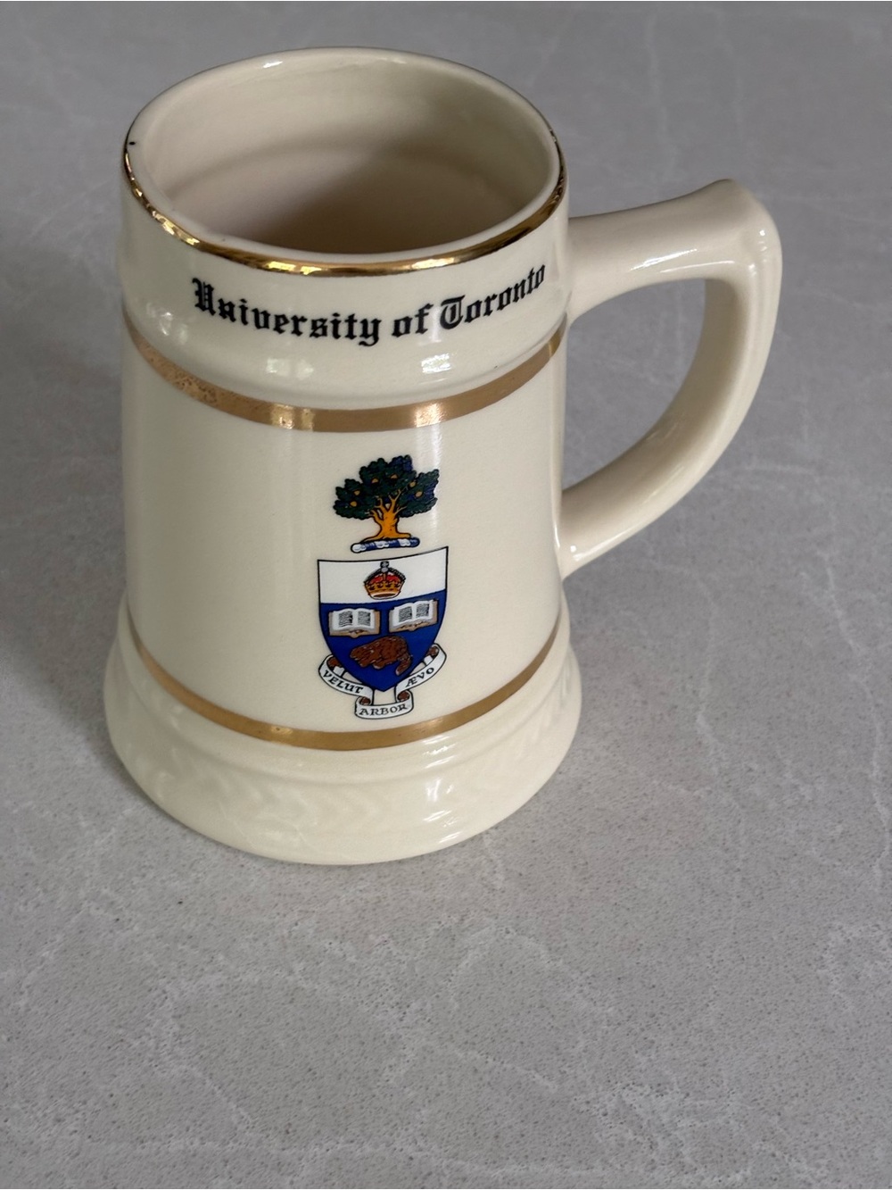 Vintage University of Toronto Ceramic Beer Stein Tankard Mug - 22k Gold Trim